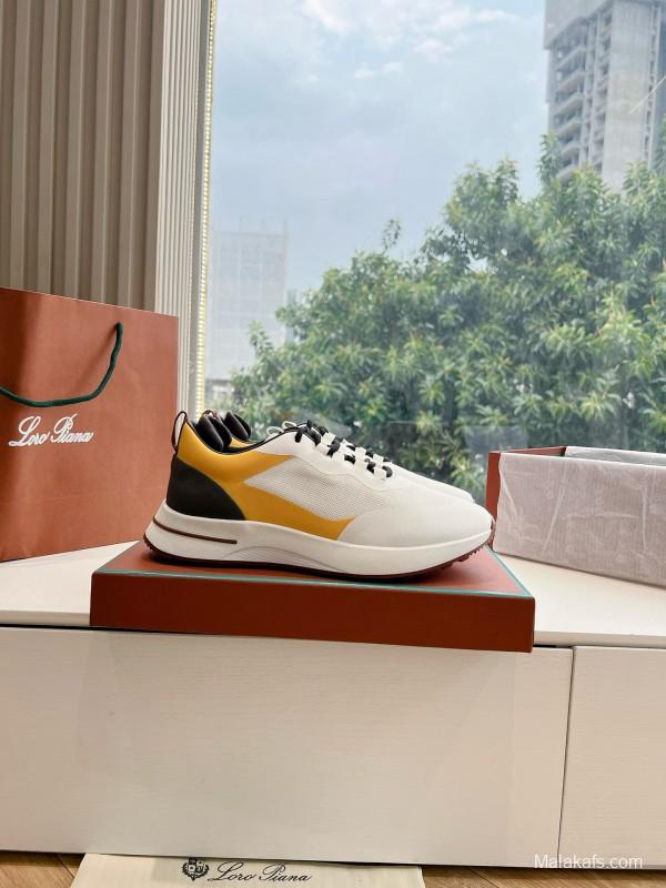 2024 Unisex Le Parmentier White Yellow Black Knit Sneakers Top Version MJ00340