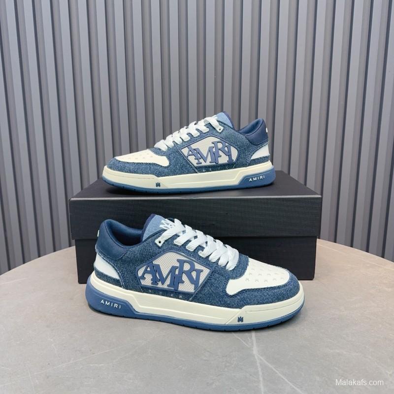 2025 Unisex Amiri Blue White Leather Sneakers MJ00360