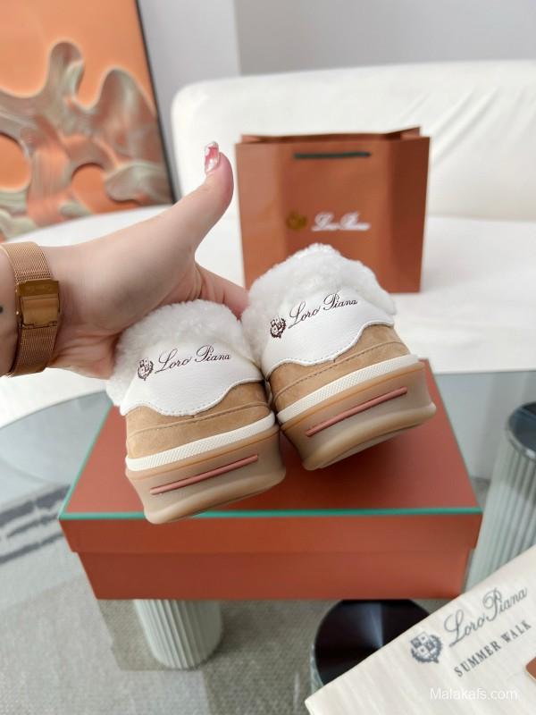 2024 Women LP Kummel Brown Suede Shearling Low-top Sneakers MJ00350