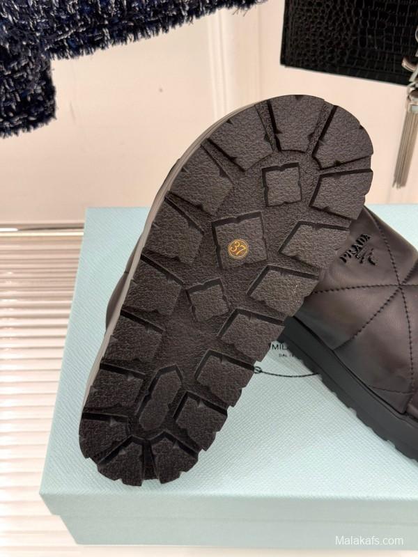 2025 Slippers Prada Black Leather Slippers