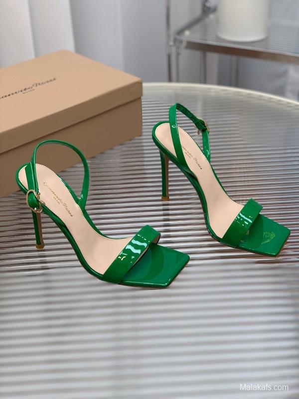 2025 Women Gianvito Rossi Green Patent Leather Sandals