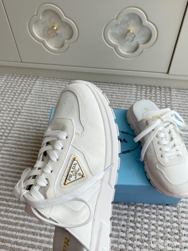 2025 Women Prada White Leather Sneakers LY00290
