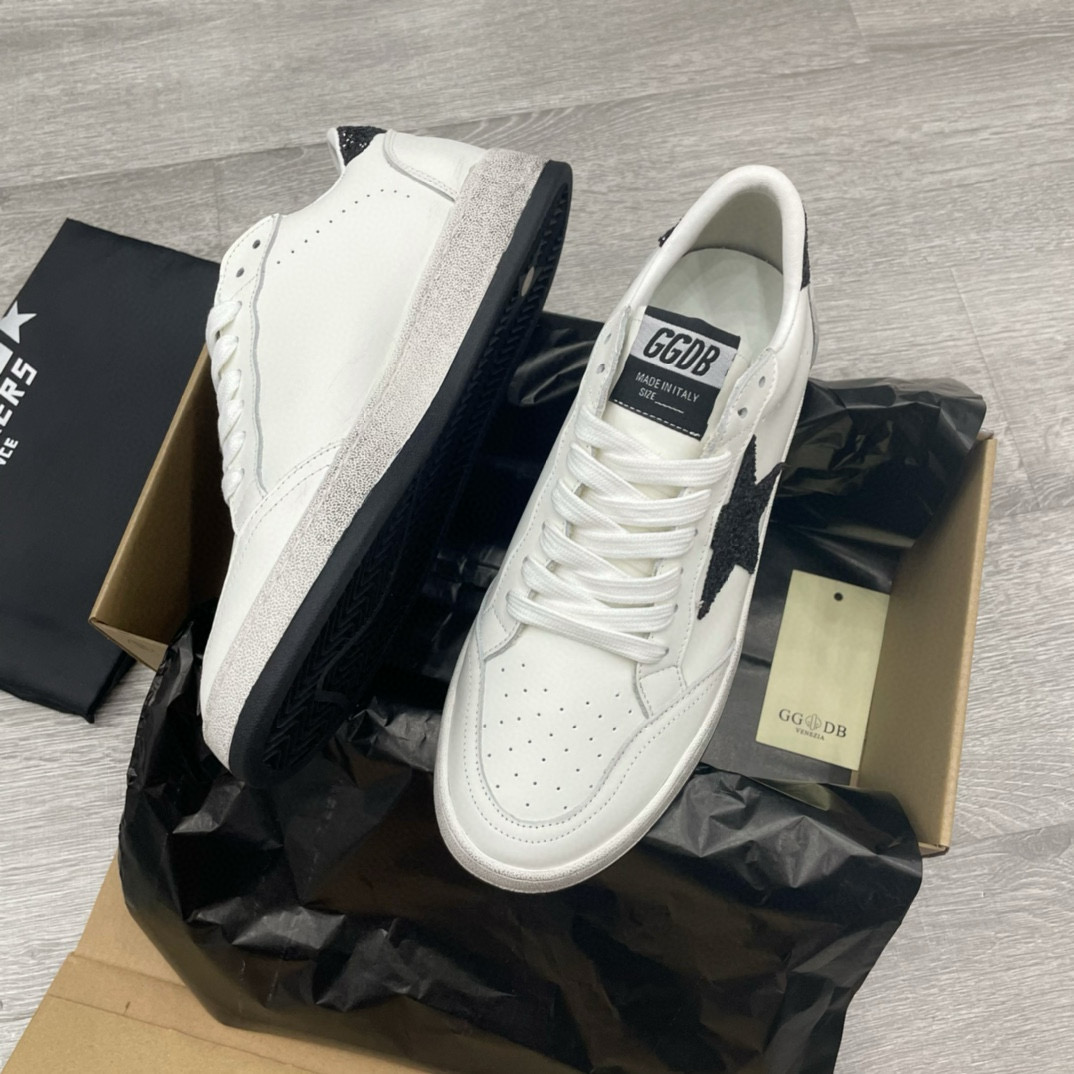 2024 Unisex GGDB White Black Leather Low Top Sneakers MJ00260
