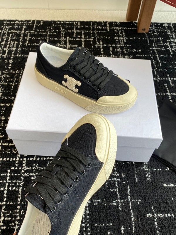 2025 Women Celine Black Canvas Sneakers CR-03