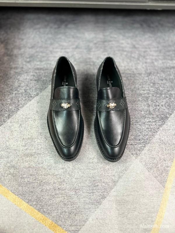 2024 Men Louis Vuitton black cow leather leather dress shoes MJ00290