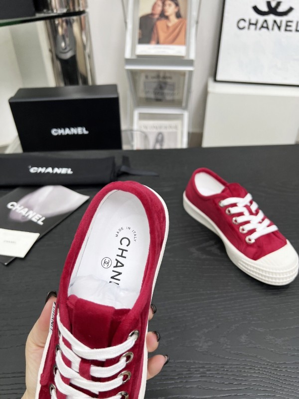 2025 Women Chanel Red Canvas Sneakers LY00230