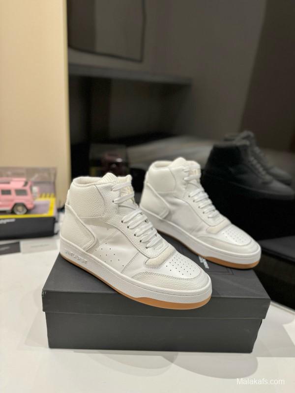 2024 Men Yves Saint Laurent white leather high top sneakers MJ00390