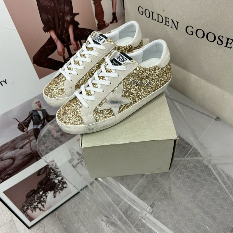 2025 Women GGDB Gold Glitter Leather Sneakers MJ00260