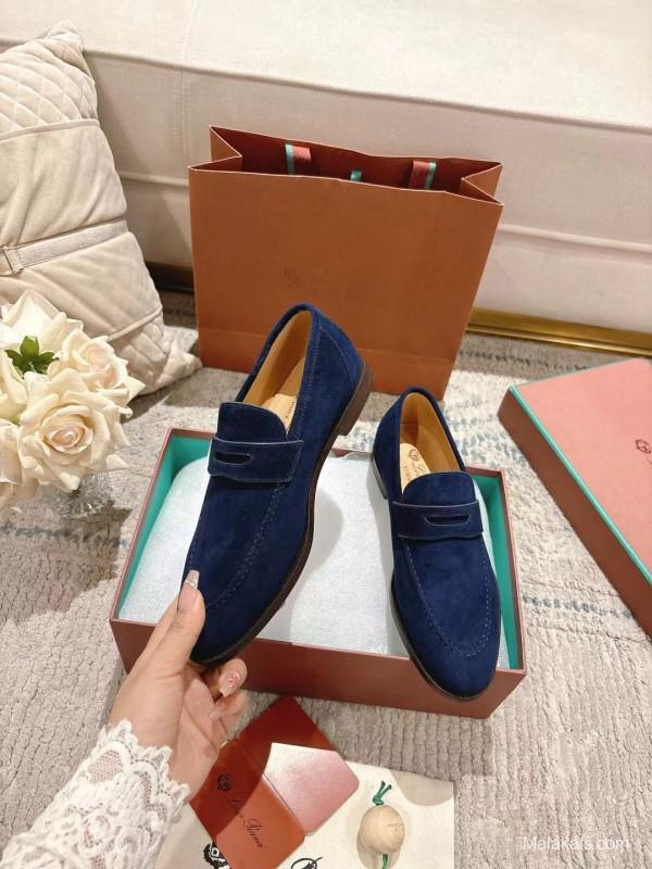 2025 Women LP Navy Suede Loafers LY00320