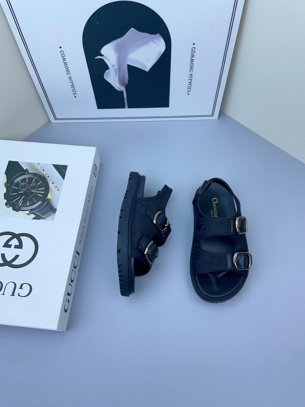 2025 Kids Gucci Black Leather Sandals