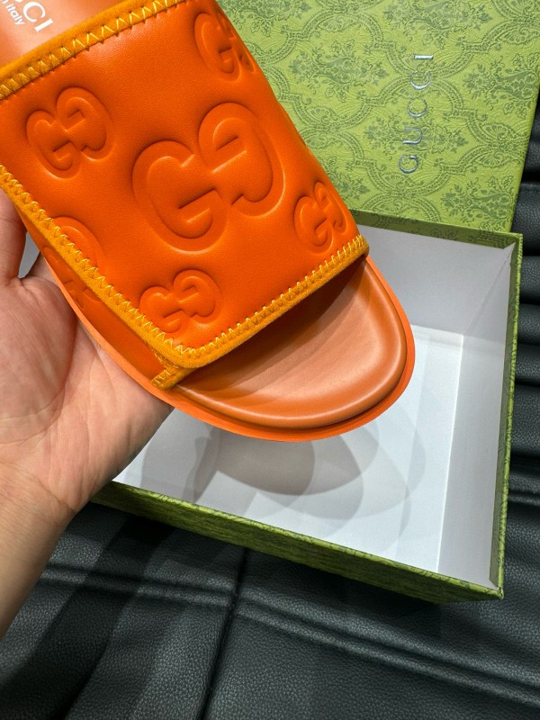 2024 GUCCI orange leather slippers MJ00200