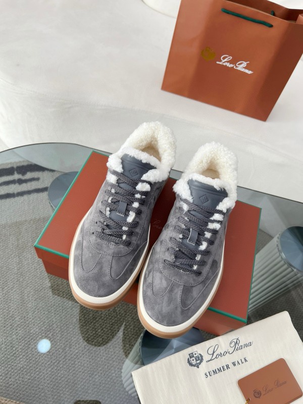 2024 Unisex Le Parmentier Grey Suede Rubber Low Top Sneakers MJ00350