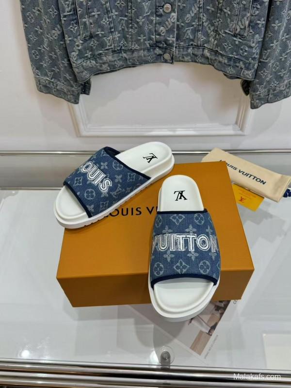 2025 Slippers Louis Vuitton Blue Denim Canvas Slippers LY