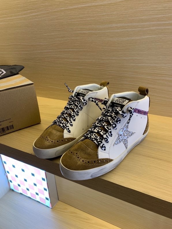 2024 Unisex GGDB White Brown Suede Leather High Top Sneakers MJ00300