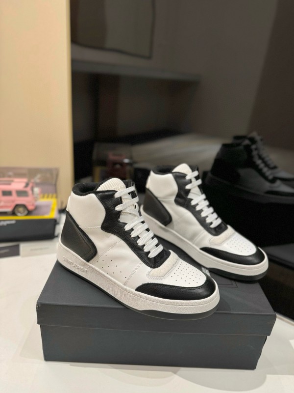 2024 Unisex Yves Saint Laurent Black White Leather Casual Sneakers MJ00390
