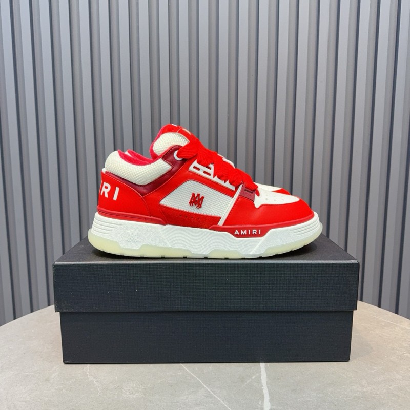 2024 Unisex Amiri埃米尔 Red White Leather Mesh Sneakers MJ00360