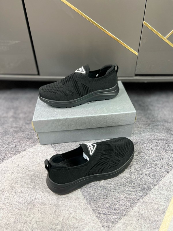 2024 Men Prada Black Knit Sneaker MJ00230