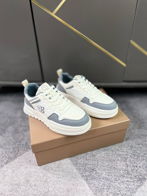 2024 Unisex Burberry White Grey Leather Casual Shoes MJ00251