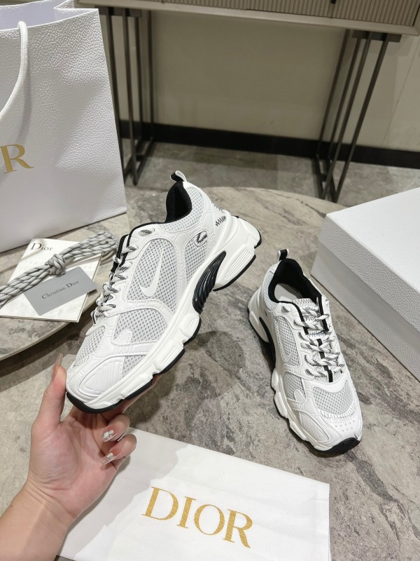 2025 Women Dior White Black Mesh Leather Sneakers KFY00370