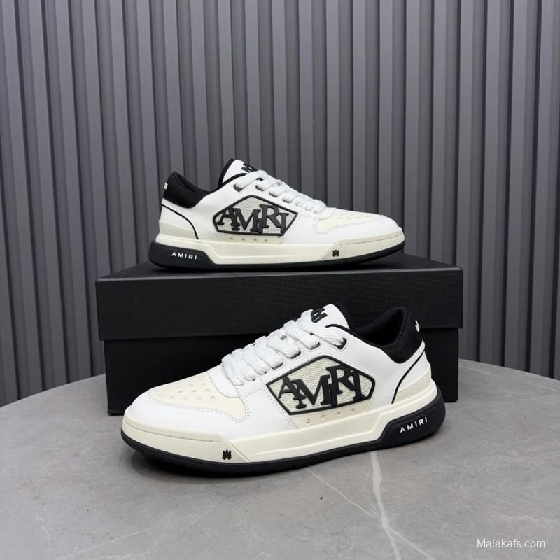 2025 Unisex Amiri White Black Leather Sneakers MJ00360