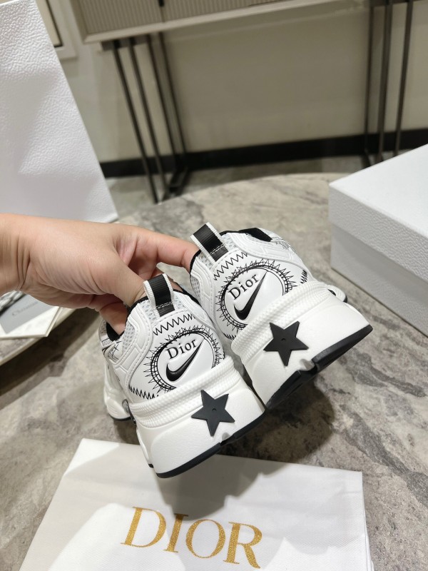 2025 Women Dior White Black Mesh Leather Sneakers KFY00370