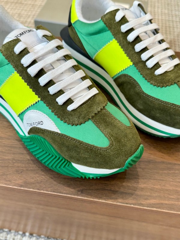 2025 Unisex TOM FORD Green Yellow White Suede Leather Sneakers LY00360(F)/LY00370(M)