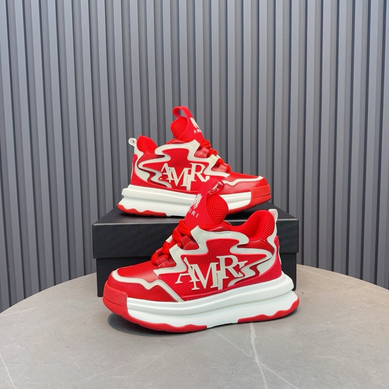 2024 Men Amiri Red White Leather Sneakers MJ00400