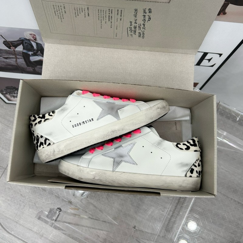 2025 Women GGDB White Pink Leather Sneakers