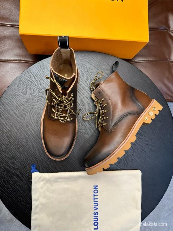 2024 Men Louis Vuitton Brown Calf Leather Boots MJ00440