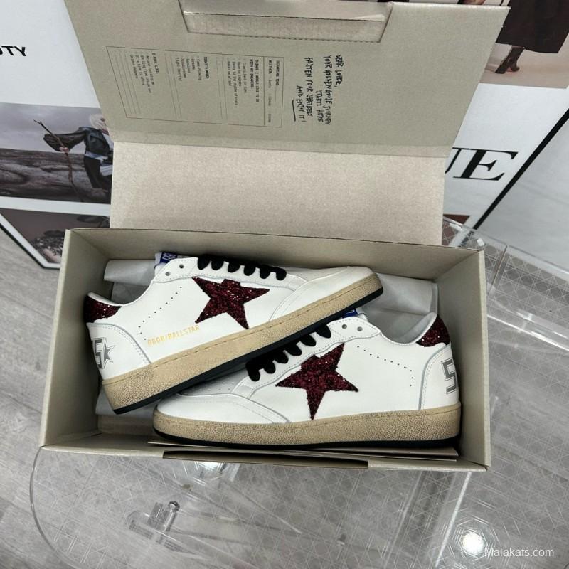 2024 Unisex GGDB White Burgundy Leather Sneakers MJ00260