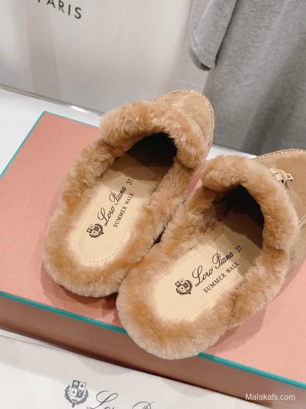 2024 Slippers LP Beige Suede Fur Slip-on