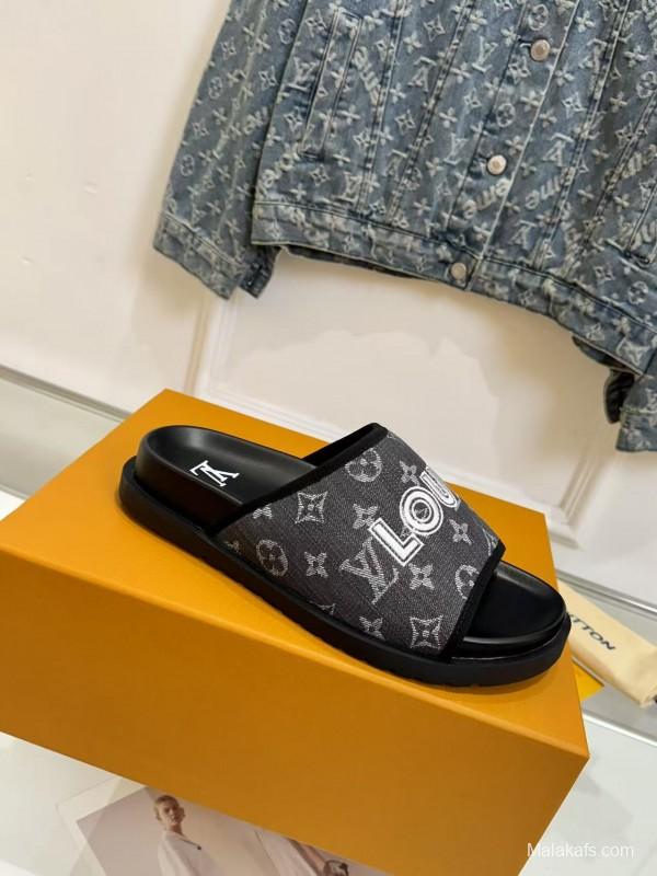 2025 LV Black Fabric Slippers LY