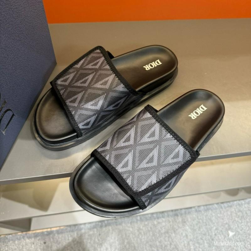 2024 Dior Black Mesh Slippers MJ00180
