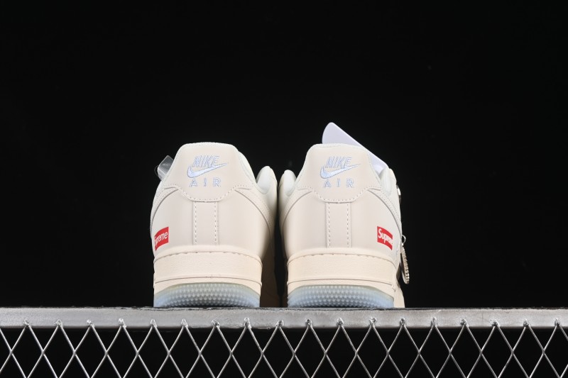 Nike Air Force 1 '07 Low Supreme Collaboration Two-Tone Beige Blue Casual Skate Shoes - XX3168-179