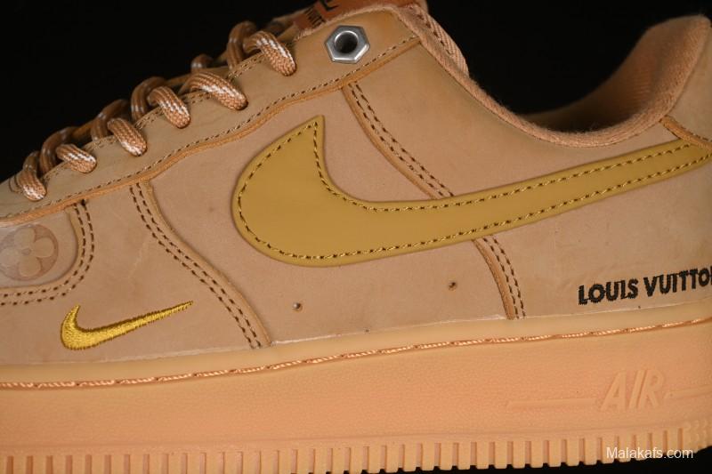 Louis Vuitton x Nike Air Force 1 '07 Low Casual Sneakers with Monogram Print in Wheat - CJ9179-200