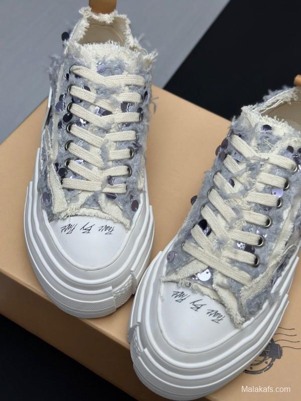 2025 Unisex XVESSEL White Canvas Plimsolls Vulcanization AS00260