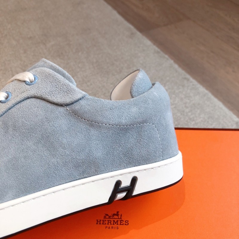 2025 Unisex Hermès Blue Grey Suede Leather Sneakers AS00380