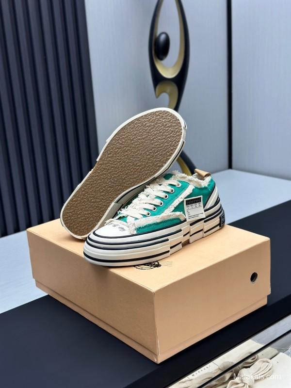 2025 Unisex XVESSEL Green White Canvas Low-Top Vulcanized Sneakers AS00240