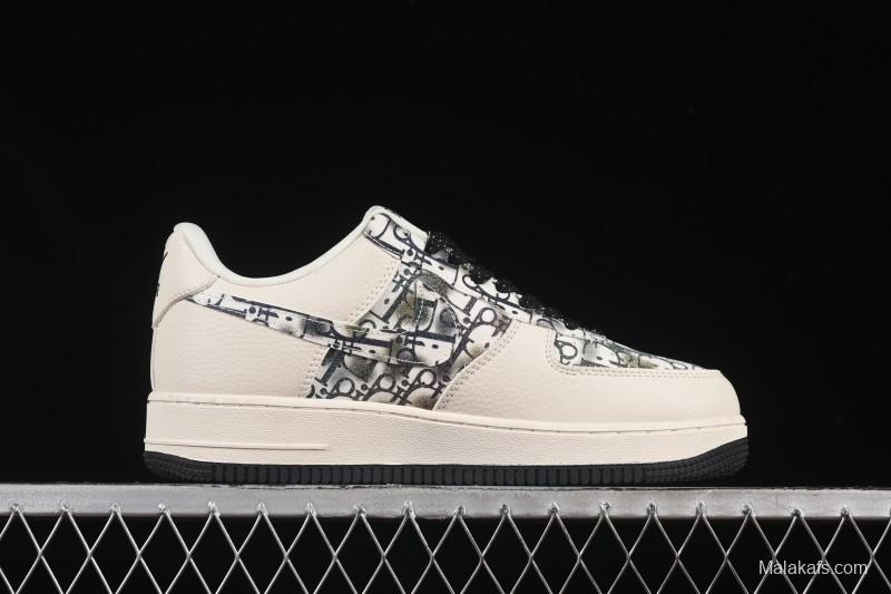 Nike Air Force 1 '07 Low Dior Collaboration Gray Floral Low-Top Casual Sneakers - DF0188-064