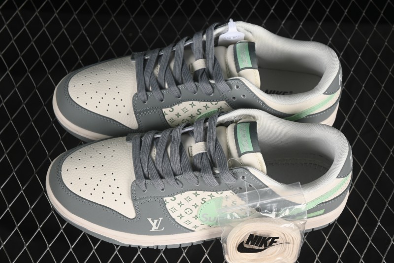 Nike SB Dunk Low LV Collaboration Gray Anniversary High-End Custom Low-Top Casual Skate Shoes ZH2598-278