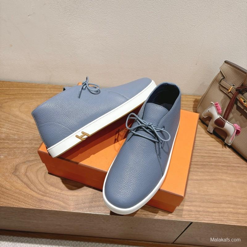 2025 Unisex H Light Blue Leather Sneakers AS00380