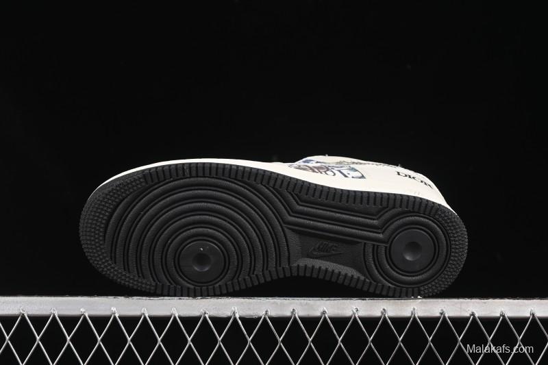 Nike Air Force 1 '07 Low Dior Collaboration Gray Floral Low-Top Casual Sneakers - DF0188-064