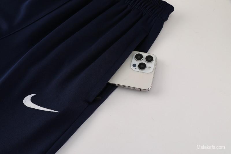 2025 Nike White/Navy Full Hoodie Zipper Jacket +Long Pants