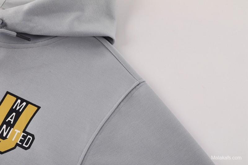 25/26 Manchester United Hooide Grey Full Zipper Jacket + Long Pants