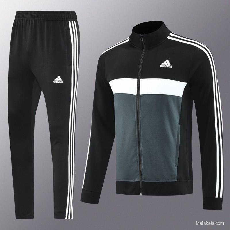 2025 Adidas Black/Grey Full Zipper Jacket +Long Pants