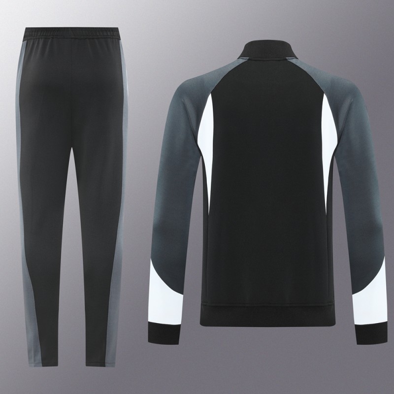 2025 Nike Air Black Tracksuit Set with Gray and White Accents Full Zipper Jacket + Long Pants