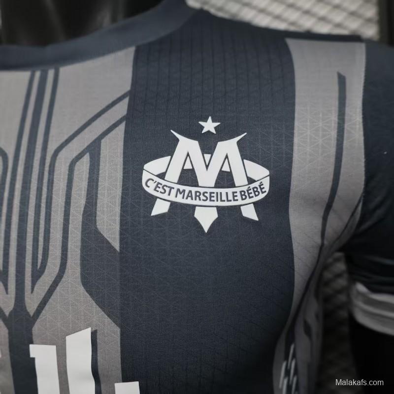Player Version 25/26 Olympique de Marseille Grey with Geometric Stripes Jersey
