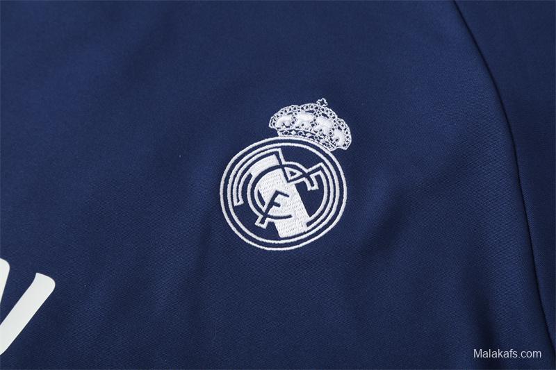 Retro 16/17 Real Madrid Royal Blue Half Zipper Jacket+Long Pants