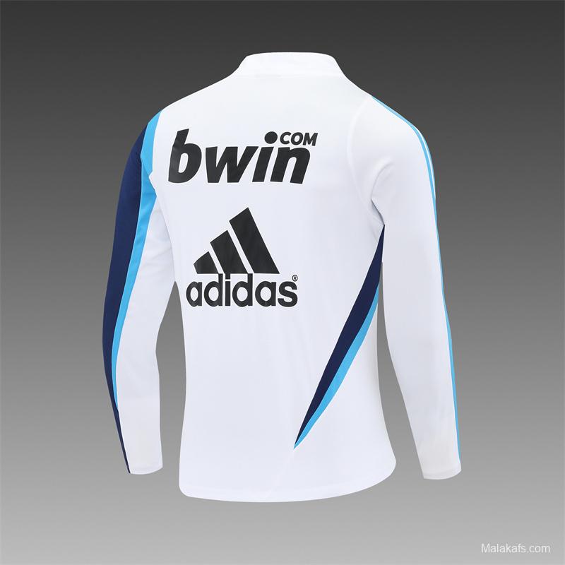 Retro 09/10 Real Madrid White Half Zipper Jacket+Long Pants