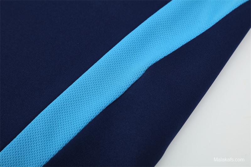 Retro 03/04 Real Madrid Royal Blue Half Zipper Jacket+Long Pants